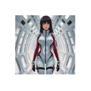 HANDCRAFTED digital art print Stylish Red and White Jumpsuit cosplay wall art